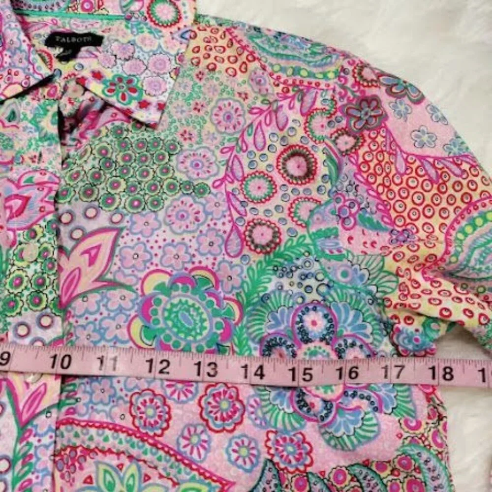 NEW Talbots Dreamy Paisley Print Classic Cotton Button Up Shirt Women's Size XS - Picture 7 of 9